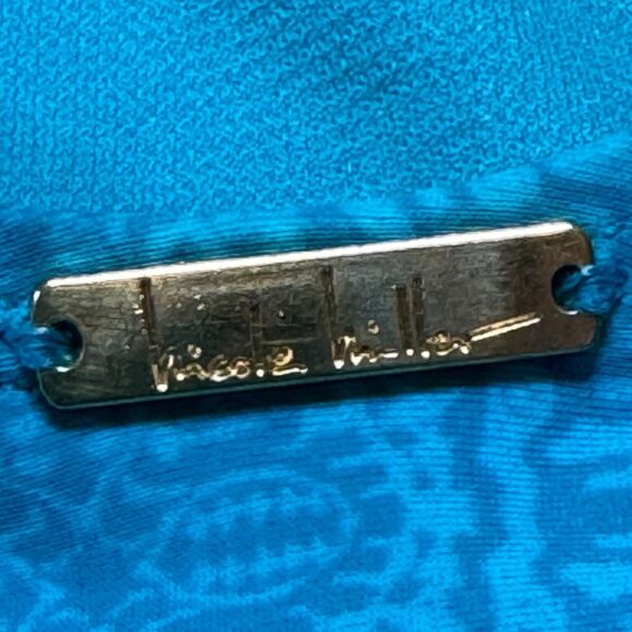 NEW - Nicole Miller Multi Teal Beach‎ Boho 1 piece double strap Swimsuit Size 10 - Picture 5 of 10